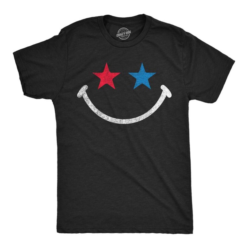 Mens Funny T Shirts Red White And Blue Smile Fourth Of July Tee For Men